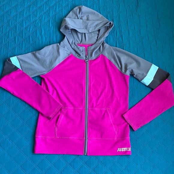 Hoodie Jacket Front Zip Gray Pink Women's - Picture 14 of 16